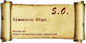 Simonics Olga névjegykártya