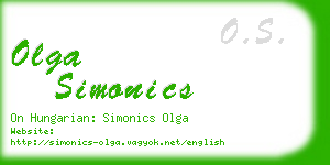 olga simonics business card